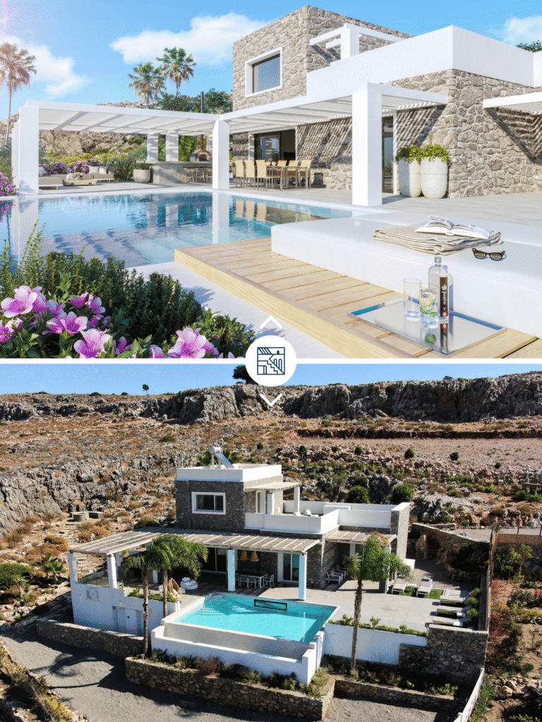 3d naar realiteit Lindos Seaview Villa