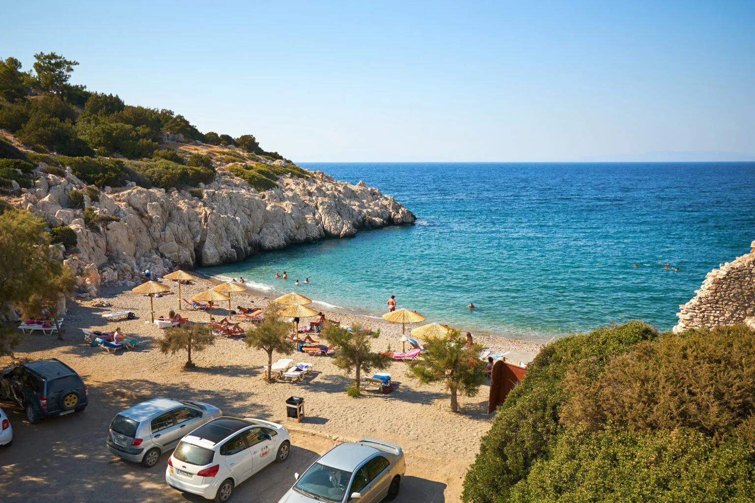 strand rhodos blauw water